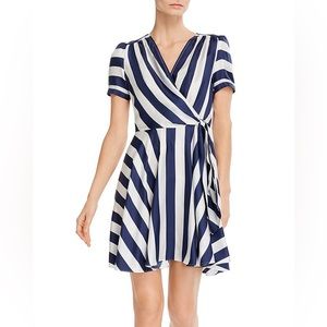 Milly Navy & White Striped Wrap Dress